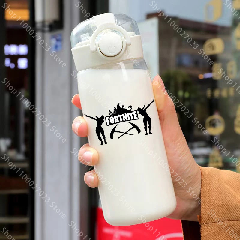 Bicchiere con cannuccia Fortnite da 400ML e 18CM per adulti, ragazzi e ragazze, graziosa tazza per acqua con motivo cartoon per studenti, bottiglia d’acqua resistente agli urti, portatile, idea regalo