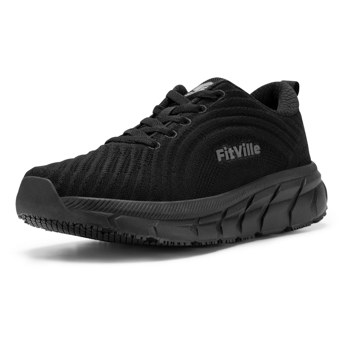 FitVille skor med bred tåbox för män, väl vadderade, extra breda, halkfria, breda, lätta och andningsbara löparskor