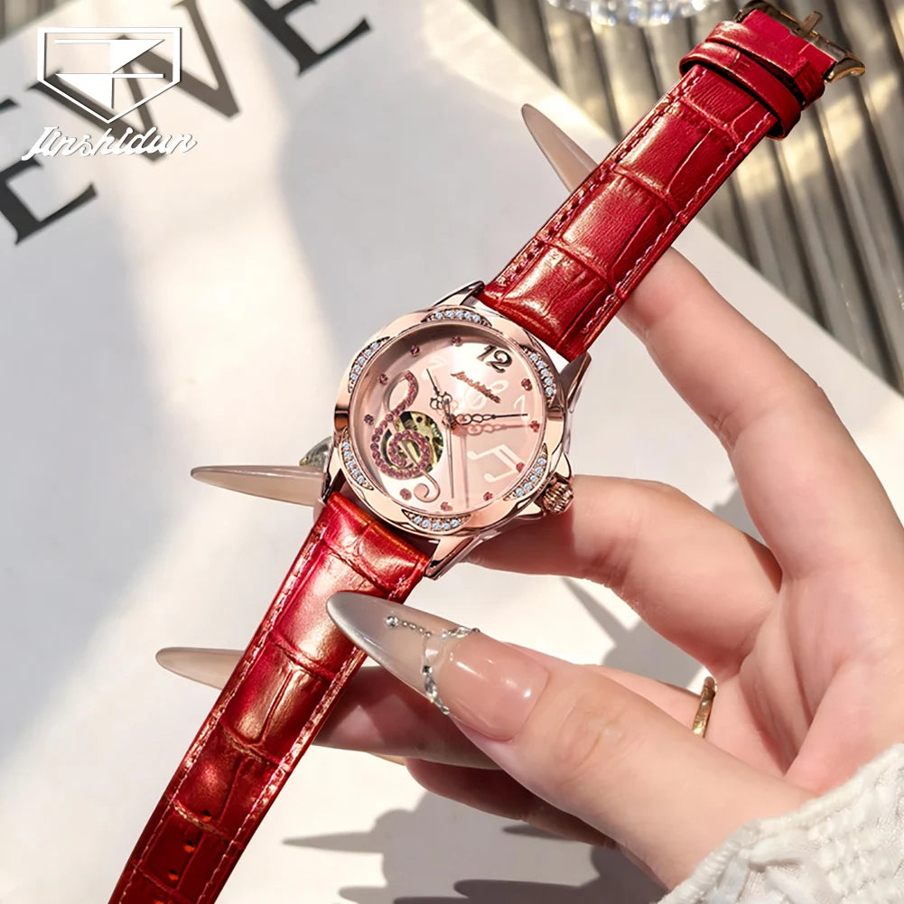 JSDUN 8820 Women Watches Mechanical Watch Luxury Elegant Original Watch Ceramics Strap Waterproof Luminous Ladies Watch Gift Box