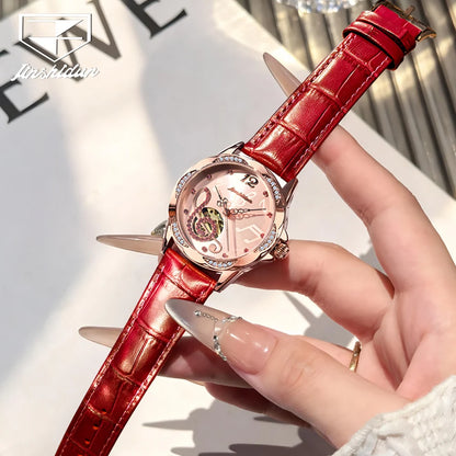 JSDUN 8820 Women Watches Mechanical Watch Luxury Elegant Original Watch Ceramics Strap Waterproof Luminous Ladies Watch Gift Box