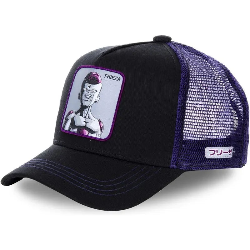 Dragon Ball Buu Goku-Kappe, Sommer-Reisekappe mit Schirm, Herren-Kappe mit Stickerei, im Hip-Hop-Stil, Sonnenvisier, verstellbare Trucker-Netzkappe