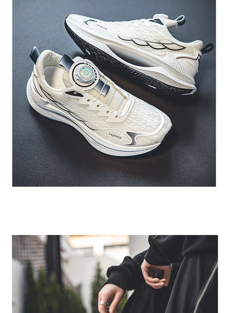 Summer Breathable Casual Sports Shoes for Men, New Fashionable and Versatile Breathable Mesh Rotating Buckle Running Shoes Suitable for Outdoor Sports and Daily Wear