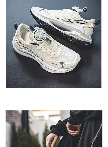 Summer Breathable Casual Sports Shoes for Men, New Fashionable and Versatile Breathable Mesh Rotating Buckle Running Shoes Suitable for Outdoor Sports and Daily Wear