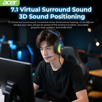 Auriculares Gaming com Fio RGB e Microfone – Headset Gaming com Som Surround de Baixa Latência, Iluminação RGB Elegante, Isolamento de Ruído e Ajuste Confortável