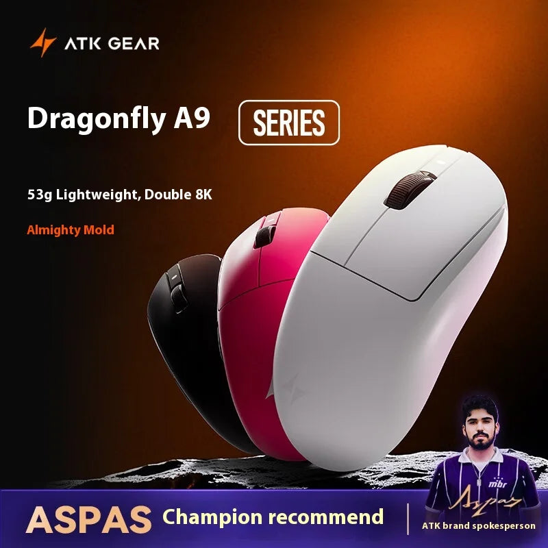 Mouse da gaming wireless ATK A9 Ultra Tri Mode 8K, 53g, ultraleggero, A9/A9 SE/A9 Plus/A9 Pro, mouse da gaming e-sport per PC, regalo personalizzato
