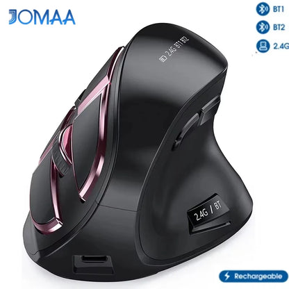 Mouse verticale wireless Jomaa 2.4G+Bluetooth per Apple Mac, laptop e notebook, 9 pulsanti, mouse gaming ricaricabile per PC e iPad