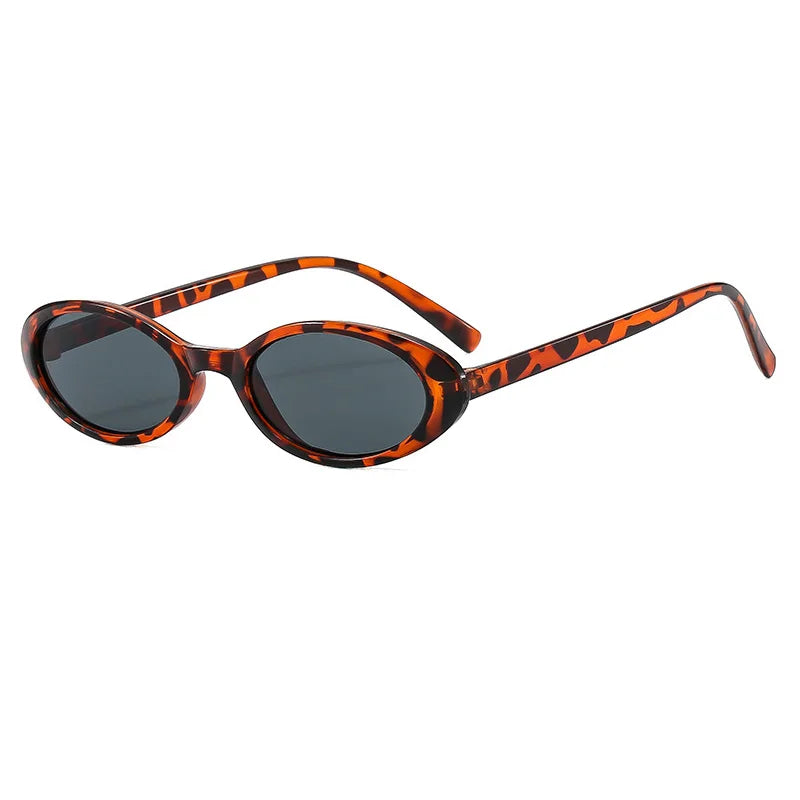 Malé oválné sluneční brýle pro ženy a muže, trendy, vintage, hip hop, kočičí oči, dámské, leopardí, černé, punkové, UV400, Oculos