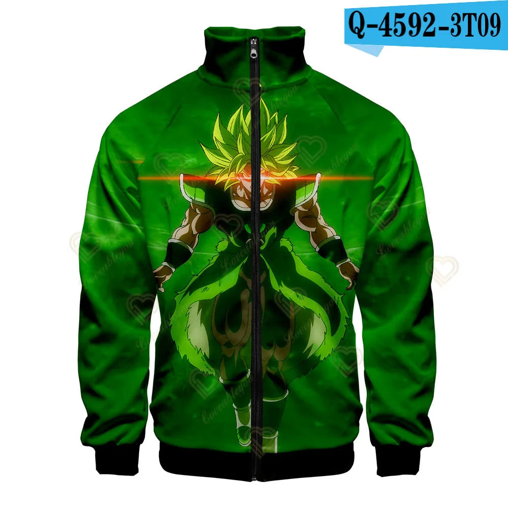 New Fashion Dragon Ball Print Stand Collar Zipper Hoodie Men Women Zipper Hoodies Jackets Long Sleeve Sport Hip Hop Sweatshirts, produit gaming premium Fraquane