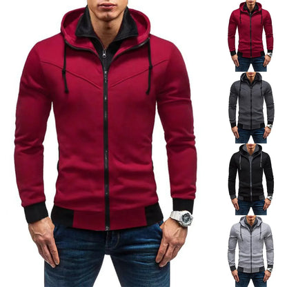 Autumn Men's Sportswear Long Sleeved Jacket Hooded Sweatshirt Zipper Opening Jacket Men's Hooded Sweatshirt Slim Fit Men's Clothing