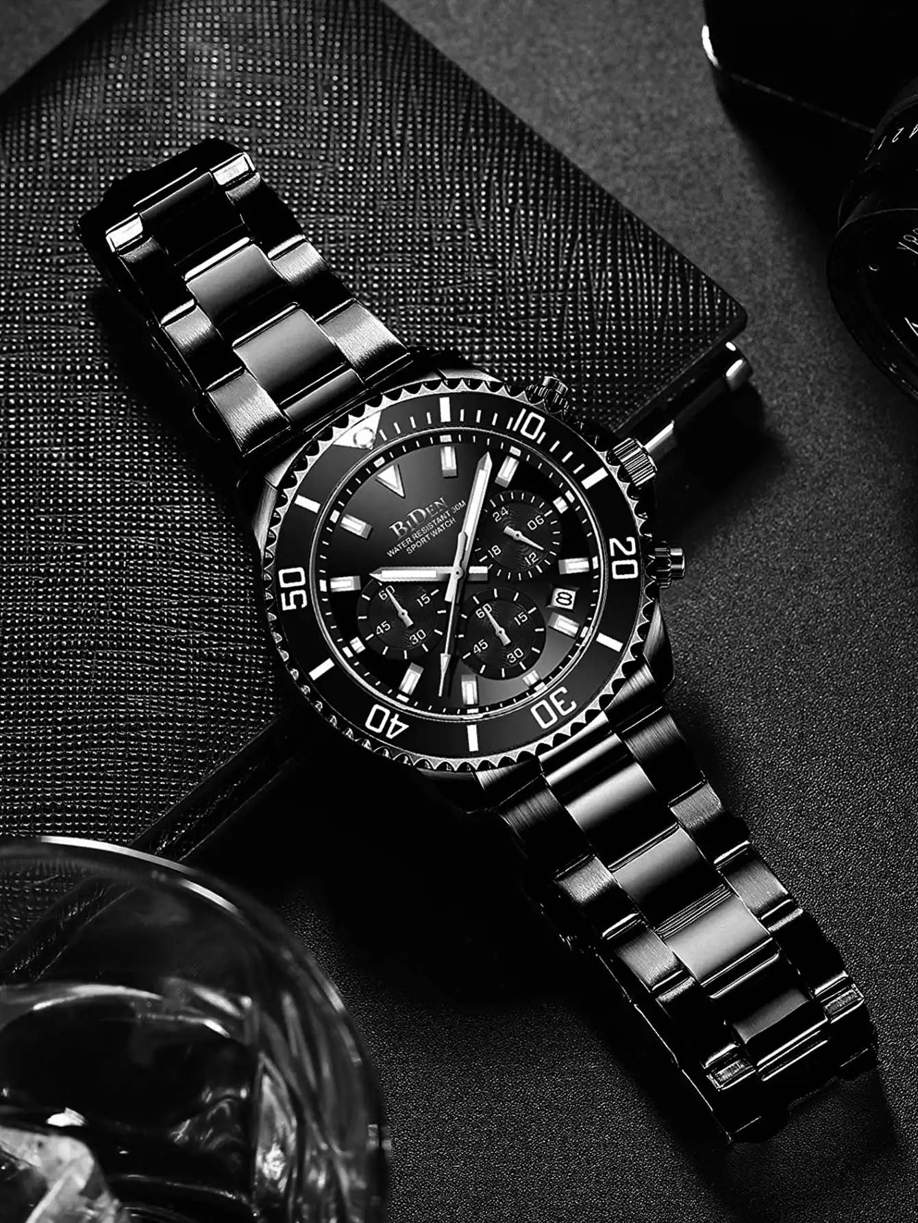 BIDEN Multi functional men's quartz watch luxury waterproof night light business style diving series casual fashion watch