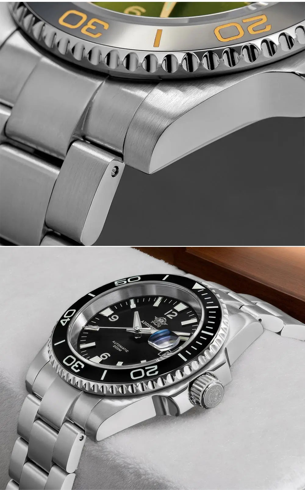 ADDIESDIVE New Diving Gift Watch Men 8215 Automatic Sapphire AR Coated Glass Ceramic Bezel Waterproof 200m Luminous Stainless St