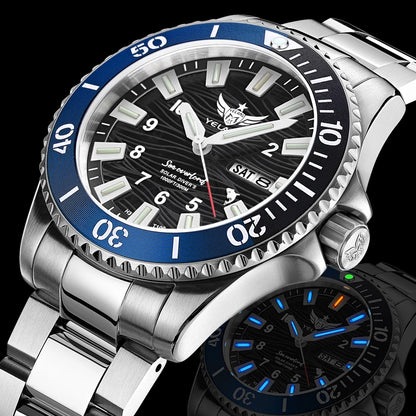 Yelang V1217 42mm Japan Eco-Drive Solar Watch Men's Watch 300M Diver Watch 30ATM Professional Waterproof Sapphire Luminous