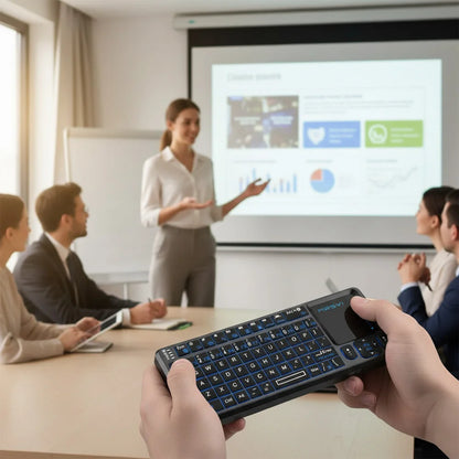Teclado Bluetooth Mini MRSVI A8 PLUS, teclado inalámbrico retroiluminado de 2.4GHz con panel táctil para Android TV Box, Mac, portátil y Windows