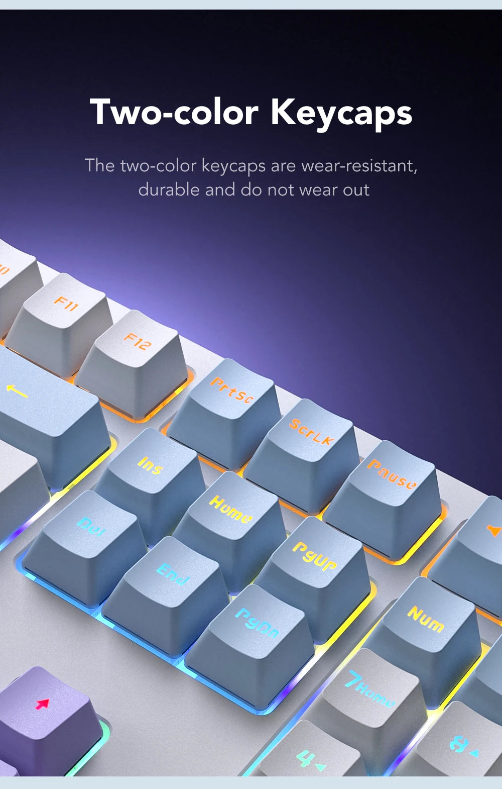 Mechanische kabelgebundene Gaming-Tastatur mit 108 Tasten und RGB-Hintergrundbeleuchtung | Gaming-Chip | Niedrige Latenz | Anti-Ghosting | Für PC-, Windows- und Mac-Gamer