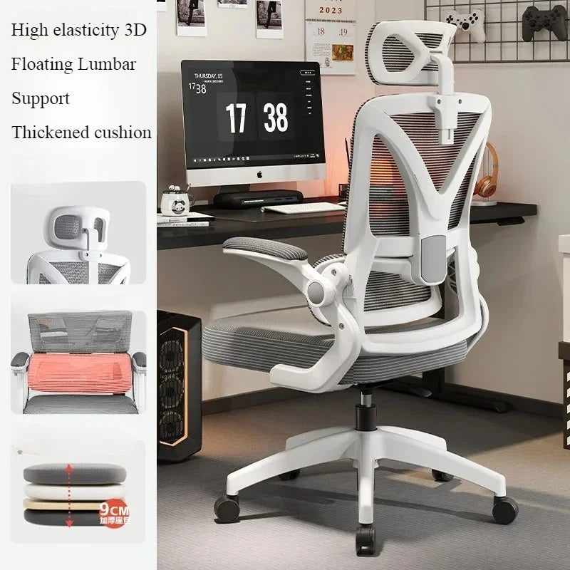 Ergonomic Gaming Chair with 3D Lumbar Support, Breathable Mesh Office Chair, Adjustable Swivel Racing Chair with Armrests for Home & Work