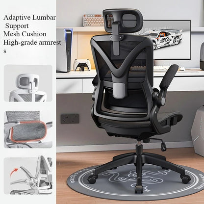 Ergonomic Gaming Chair with 3D Lumbar Support, Breathable Mesh Office Chair, Adjustable Swivel Racing Chair with Armrests for Home & Work