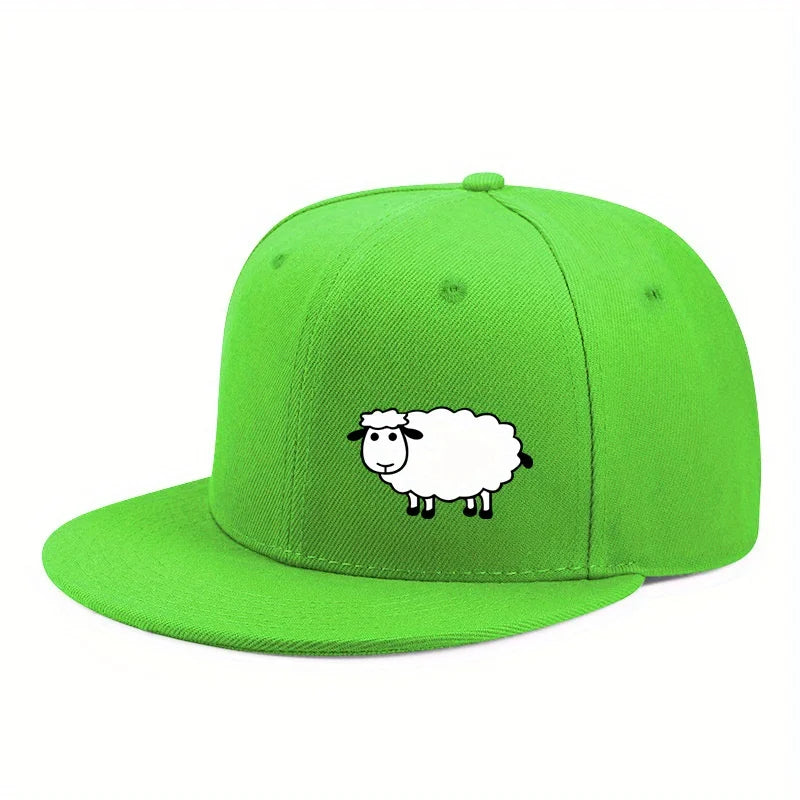 Unisex-Baseballkappe mit verstellbarem Riemen – Streetstyle-Kappe mit flachem Schirm und Schafsmuster – Lässige, vielseitige und personalisierbare Kappe