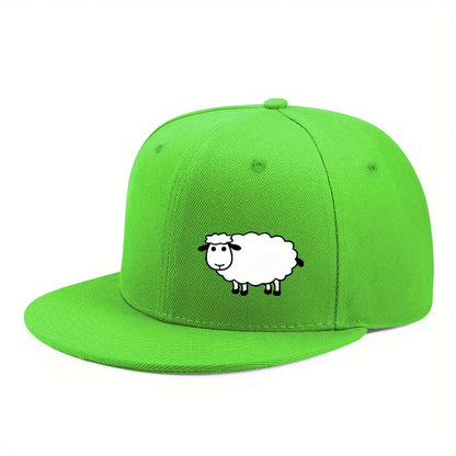 Unisex-Baseballkappe mit verstellbarem Riemen – Streetstyle-Kappe mit flachem Schirm und Schafsmuster – Lässige, vielseitige und personalisierbare Kappe