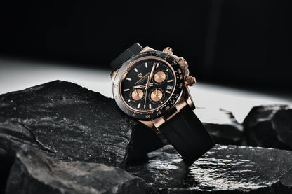 PAGANI DESIGN New Gold Blue Luxury Quartz Watch For Men Gift Box VK63 Movt Chronograph Sapphire Crystal Stainless Steel Watch