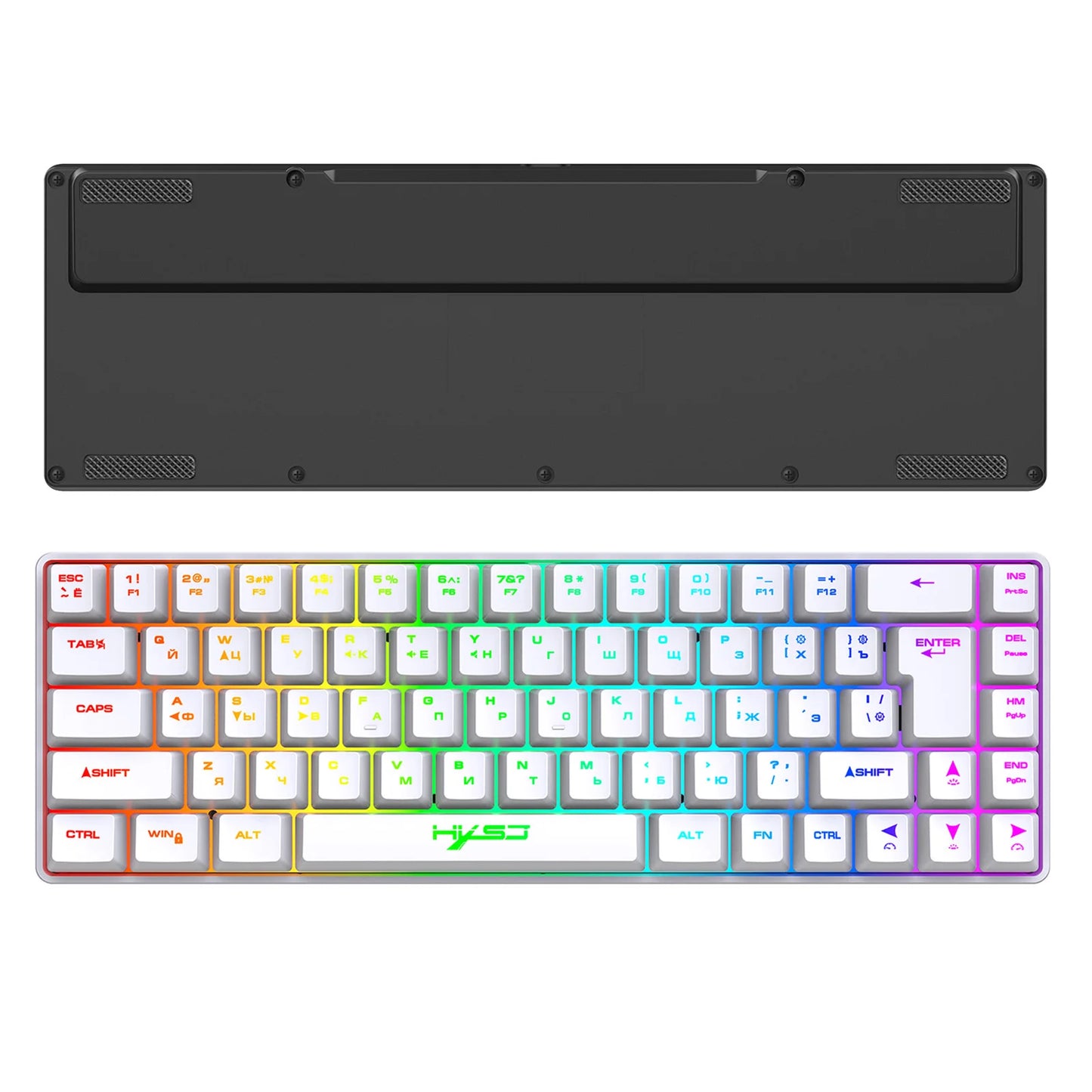 68-Key Russian English Mechanical Gaming Keyboard Dual Language Keyboard RGB Backlit Gaming Mechanical Keyboard for Gaming