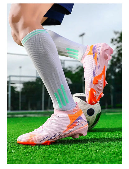 Professional Men's Outdoor FG Bottomed Football Shoes Adult Durable Comfortable Training Shoes Teenagers Non Slip Soccer Shoes