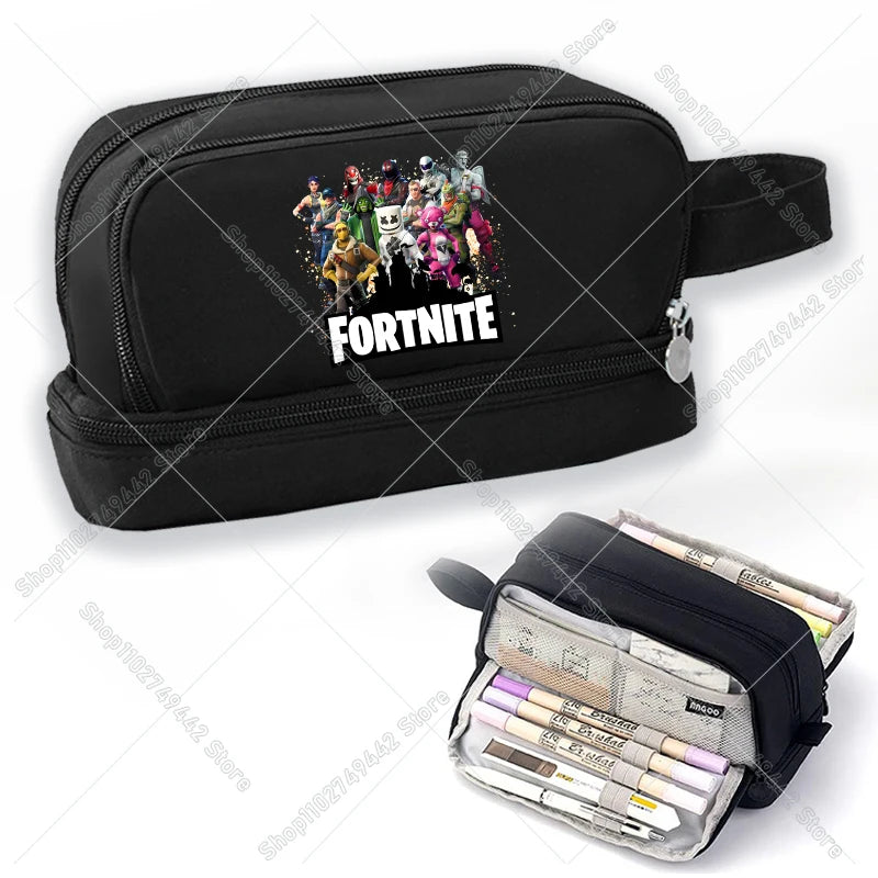 Žaidimų ir anime stiliaus Fortnites mokinio penalas, mielas penalas berniukams ir mergaitėms, didelės talpos nailoninis penalas rašikliams, mokyklinės kanceliarinės prekės vaikams
