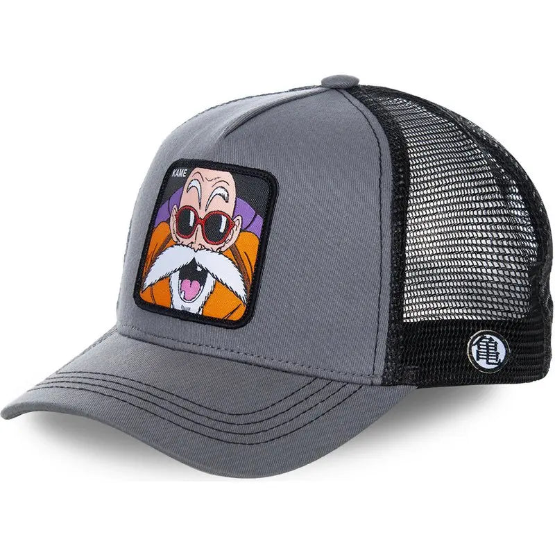 Dragon Ball Son Goku-Kappe, Sommer-Reisekappe mit Schirm, Herren-Kappe mit Stickerei, im Hip-Hop-Stil, Sonnenvisier, verstellbare Trucker-Kappe aus Netzstoff