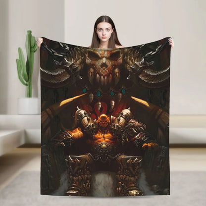 WOW World of Warcraft Arthas Retro Game Blanket  Soft Plush Bedding Throws For Home Decor Travel Flannel Bedspread Bed Cover