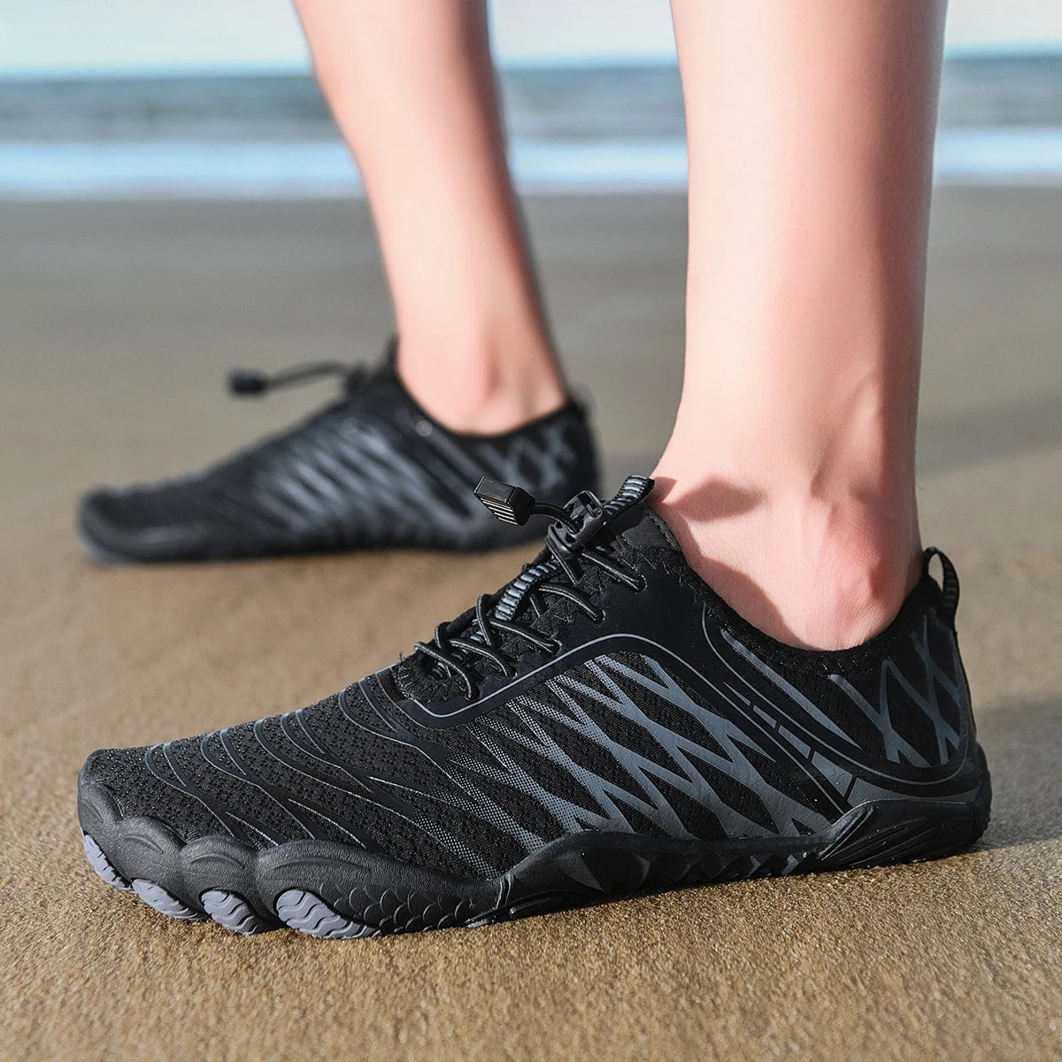 Oiaano Παπούτσια Barefoot Μαύρα με Φαρδύ Μπροστινό Μέρος για Άνδρες, Γυναικεία Αθλητικά Sneakers Unisex, Ανδρικά Υδάτινα Μποτάκια Aqua Beach με Μαλακή Σόλα, Ελαφριά και Διαπνέοντα