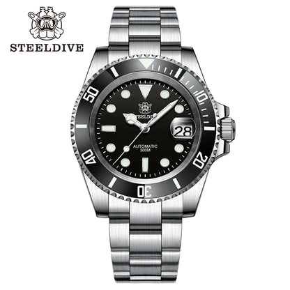 STEELDIVE SD1953 41MM Classic Water Ghost Calendar Magnifier NH35 Mechanical Movement BGW9 Super Luminous 30Bar Waterproof Watch
