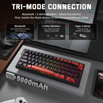 ATTACK SHARK X68PRO HE Tastiera gaming wireless Rapid Trigger con attuazione regolabile, hot-swap, retroilluminazione RGB, BT/2.4GHz/cablata