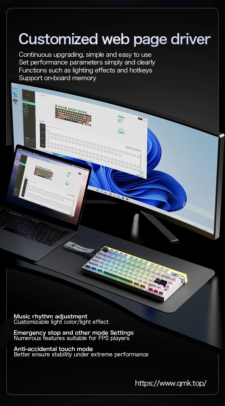 R85 ATTACK SHARK R85HE Magnetic Keyboard Wired 0.005mm RT 8K+ Hz 256K RGB Gaming Keyboard Neon Lightbox for Esports Gaming
