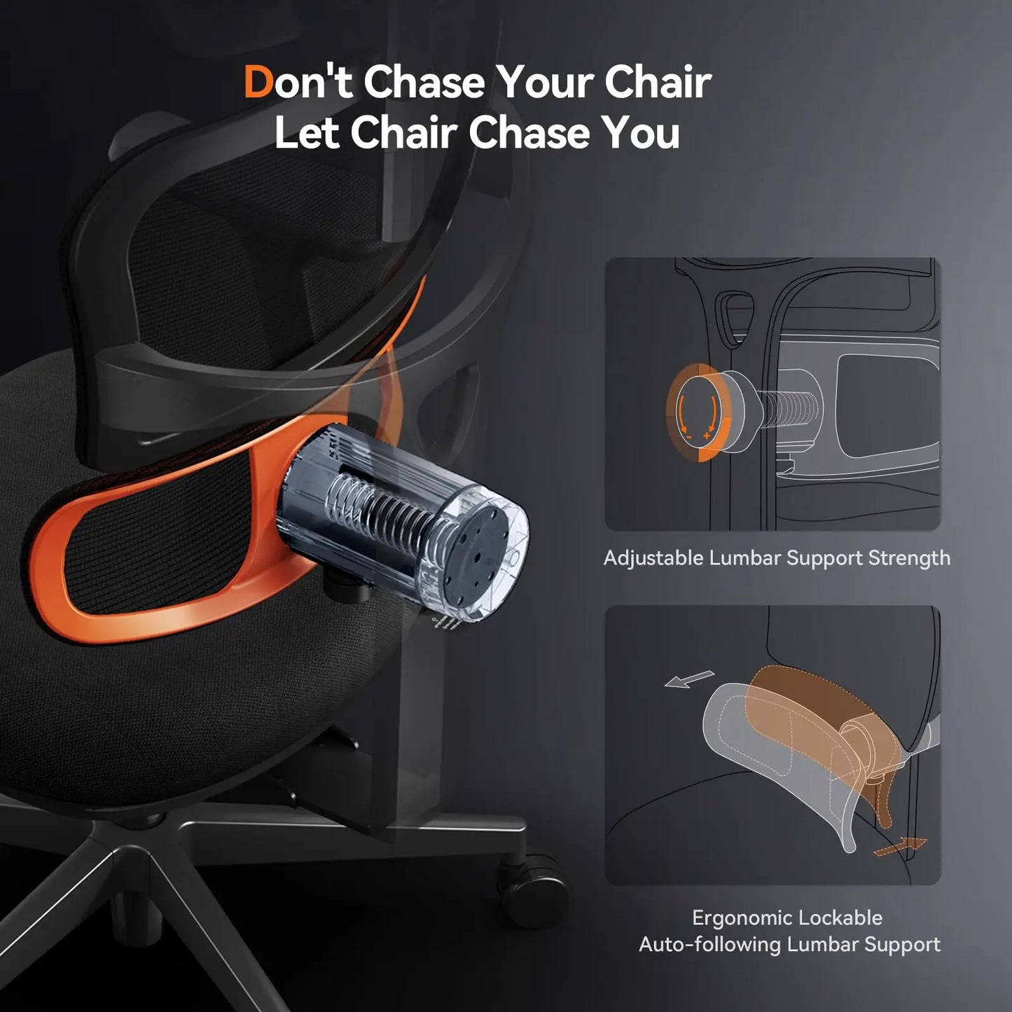 NEWTRAL NT001 Ergonomic Office Chair with Auto-Following Lumbar Support, Adjustable Mesh Office Chair, 3 Recline Angles, 3D Armrests & Adjustable Headrest