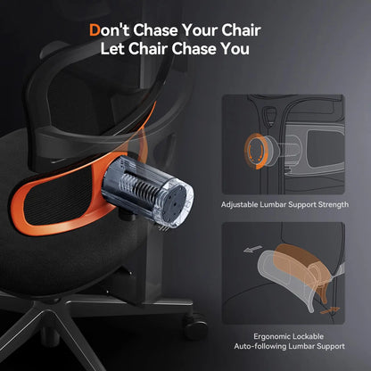 NEWTRAL NT001 Ergonomic Office Chair with Auto-Following Lumbar Support, Adjustable Mesh Office Chair, 3 Recline Angles, 3D Armrests & Adjustable Headrest
