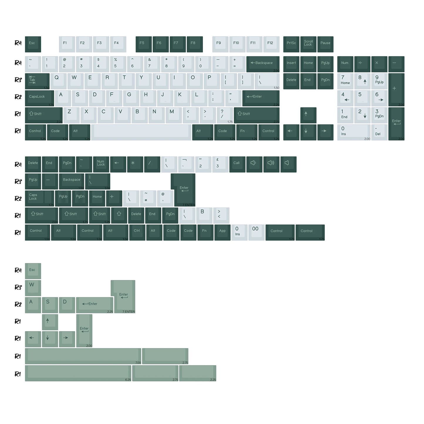 KBDiy GMK MarrsGreen Tastenkappen Retro PBT ISO Double-Shot Cherry-Profil Tastenkappen für MX-Switches Mechanische Gaming-Tastatur-Tastenkappen