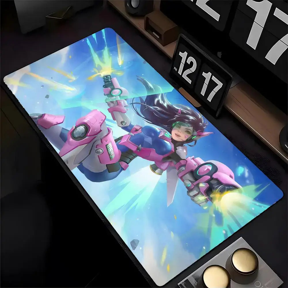 Mouse Pad Overwatch Genji, imprimare HD, pentru gameri pe computer, margine cusută, mouse pad antiderapant XXL90x40cm, suport pentru tastatură și birou PC