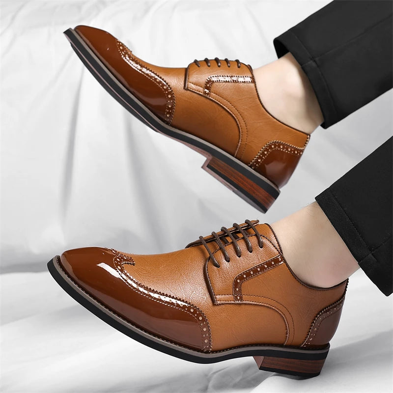 Scarpe Oxford da uomo in similpelle - Scarpe casual-formali - Scarpe da uomo per completo da lavoro - Scarpe Derby di nuova concezione - Scarpe da passeggio