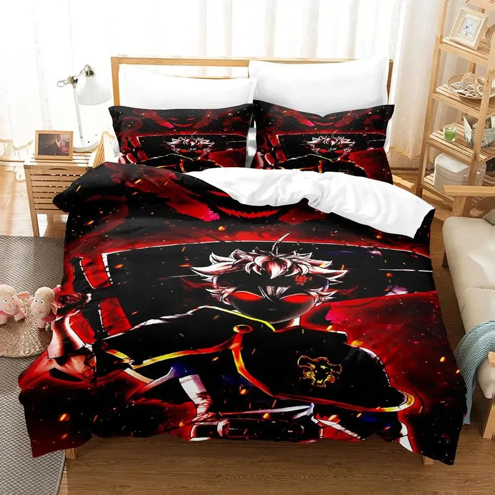 Black Clover Bedding Set Single Double Full Queen King Size Anime Duvet Cover Set For Adults Boys 2024 Quilt Cover Pillowcase