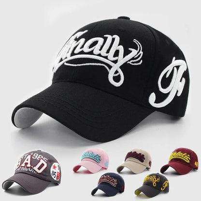 Baseballkappe mit großer Buchstabenstickerei für Herren, Sommer, Freizeit, Damenmode, Snapback, Baumwollkappen, Schirm, Hip-Hop-Mütze, Herbst, verstellbar