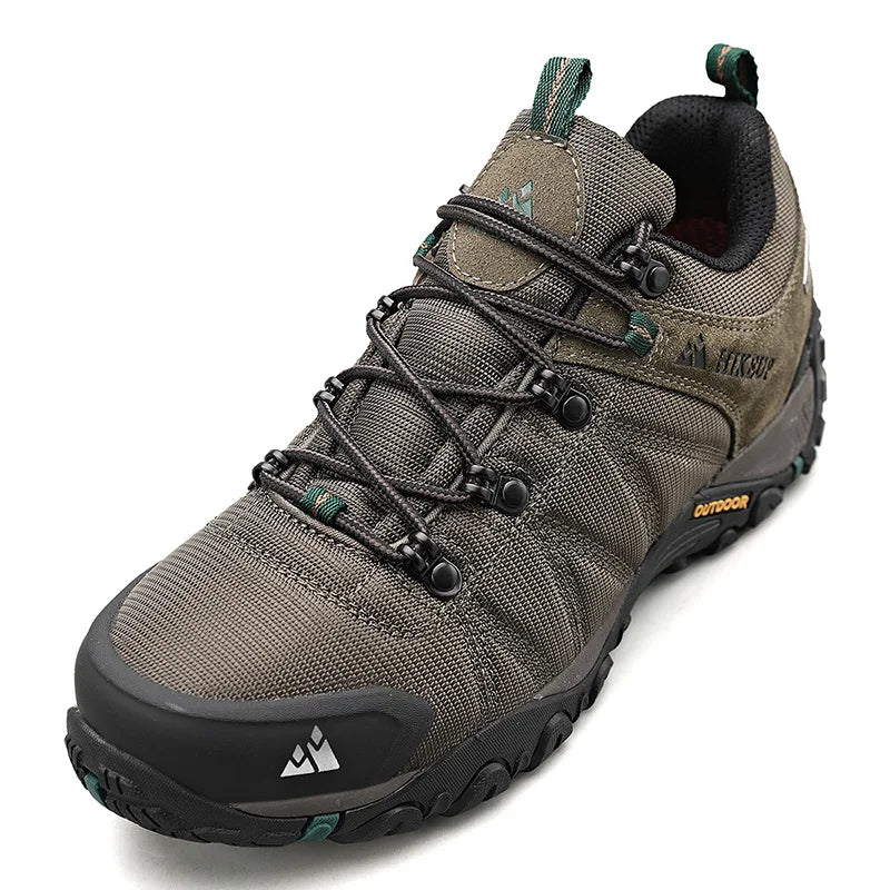 HIKEUP fire-sæsons vandresko til mænd, udendørssport, ægte læder, slidstærke klatresko, gummisål, trekking-sneaker