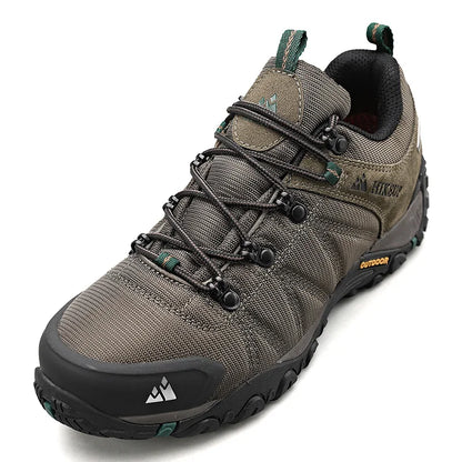 HIKEUP fire-sæsons vandresko til mænd, udendørssport, ægte læder, slidstærke klatresko, gummisål, trekking-sneaker