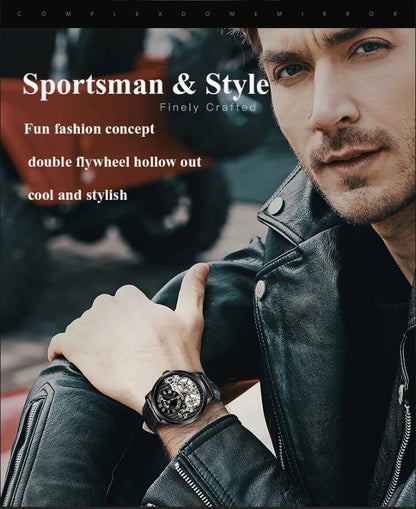 AILANG watch men's advanced expensive automatic mechanical watch Rome double tourbillon waterproof watch.