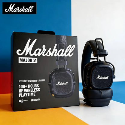 Cuffie on-ear wireless Bluetooth Marshall Major V 5 – Suono stereo con bassi profondi, headset sport & gaming con microfono, cuffie wireless e cablate