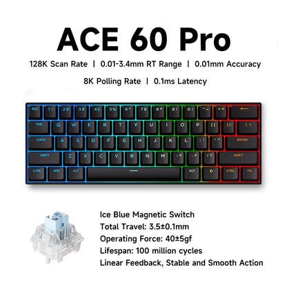 MCHOSE ACE 68 Gaming-Tastatur mit magnetischen Schaltern, Hall-Effekt, Rapid Trigger, programmierbarem RGB, 8K Hz, DKS/MT/TGL/RS/SOCD-Tastatur