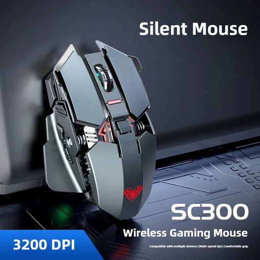 2025 nová bezdrátová herní myš SC300 2.4G RGB 3200dpi, dobíjecí tichá mechanická e-sportovní myš pro stolní počítač a notebook