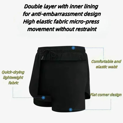 2026 Summer Dragon Ball Z Majin Buu 2-in-1 Double Layer Gym Shorts, Oversized Men's Fitness Retro Streetwear Unisex Athletic Y2k