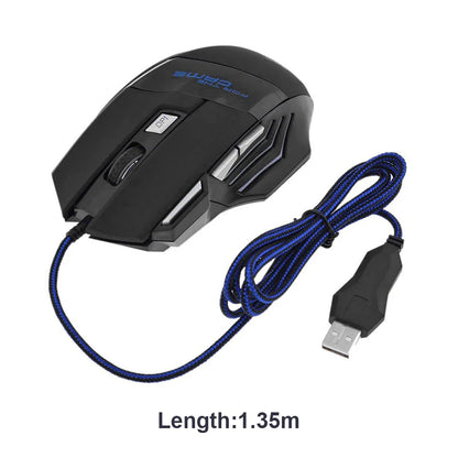 Rato Gaming com Fio, Retroiluminação de 7 Cores, 5500 DPI Ajustáveis, Preto, Rato Ótico com Fio para PC Gamer e Computador de Secretária
