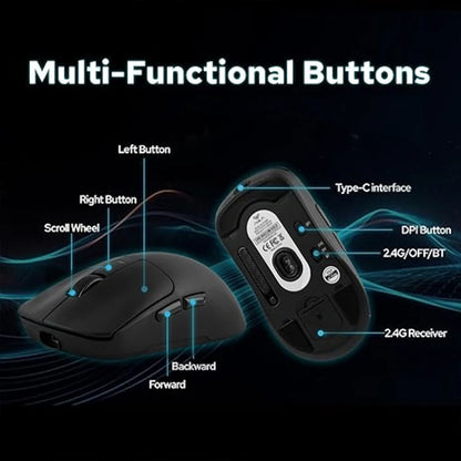 AULA SC680 Wireless Gaming Mouse W/ 26000 DPI PAW3395 Sensor BT 5.0/2.4G/Wired Tri Mode 500mAh Battery For Windows/Mac/PC/laptop