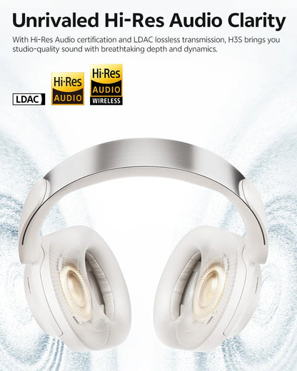 Cuffie Bluetooth 6.0 Over-Ear QCY H3S con ANC adattivo -56dB – Headset wireless Hi-Res LDAC, batteria 102H, audio spaziale Dual Driver