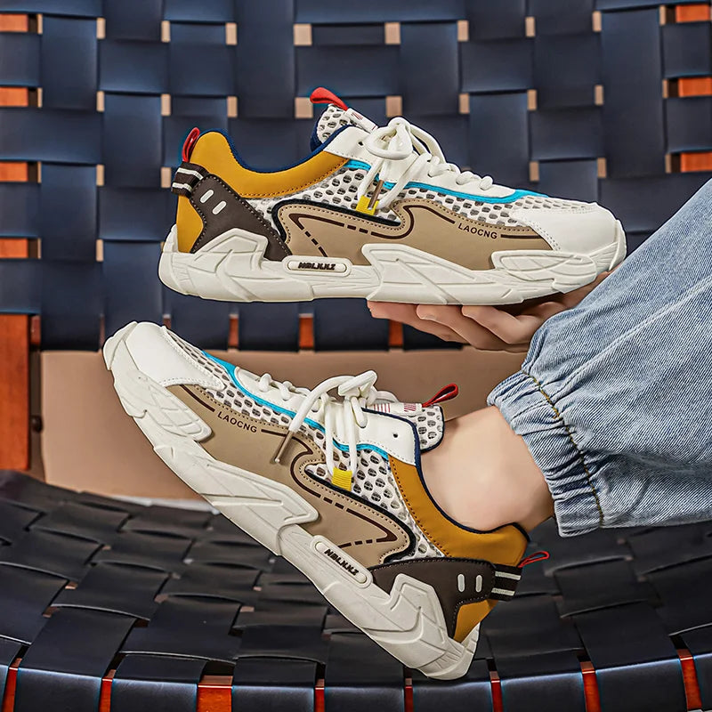 Chaussures de sport pour homme : chaussures de marche estivales en maille, décontractées et tendance, à lacets, neuves, pour les jeunes, idéales pour les trajets quotidiens, confortables et polyvalentes
